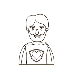 sketch contour caricature half body super hero father with beard vector illustration