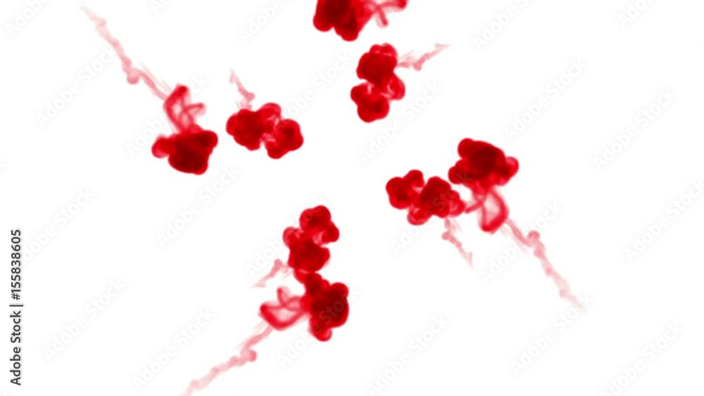 Poster overhead shot. red dye drop in water move in slow motion. use for inky background or backdrop with s