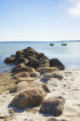 Fishing boats moored on Ebeltoft Vig, Danish Baltic Sea coast