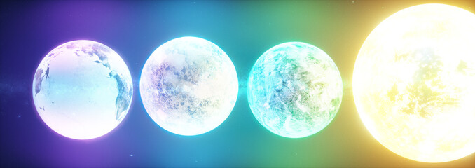 Obraz na płótnie Canvas Sci-fi 3d illustration of explanets and star
