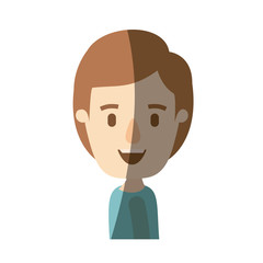 light color shading caricature side view half body boy with hairstyle vector illustration