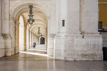Lisbon, Portugal.- January 11, 2017: Old Town Lisbon on January 11, 2017. street view of typical houses in Lisbon, Portugal, Europe