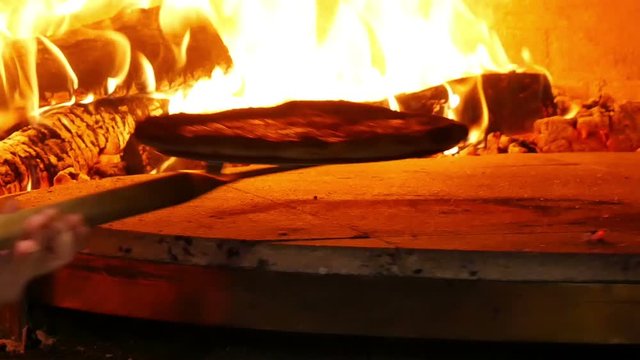 Pizza In A Wood Fire Oven