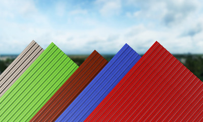 Black, red, green, blue, brown roof tiles  3d render © vadarshop