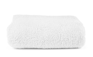 Fototapeta na wymiar stack of white towels isolated on white