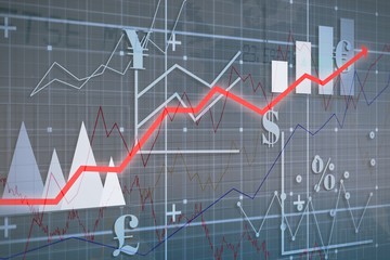 Composite image of red arrow