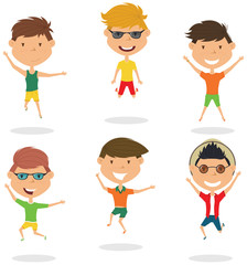 Happy cartoon boys jumping