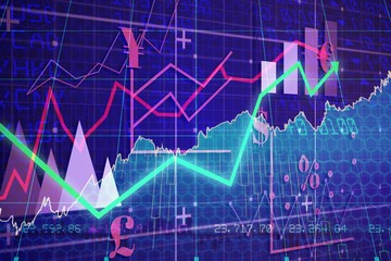 Composite image of red arrow