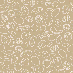 nuts seamless pattern in beige colour