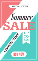 Social media summer sale banner. Vector illustrations for website and mobile website banners, posters, email and newsletter designs, ads, promotional material.