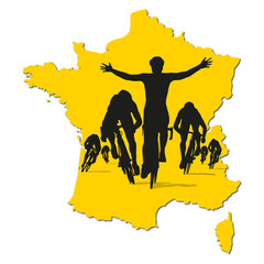 cyclisme - tour de France - maillot jaune - sprint -course - vélo - vainqueur - obrazy, fototapety, plakaty