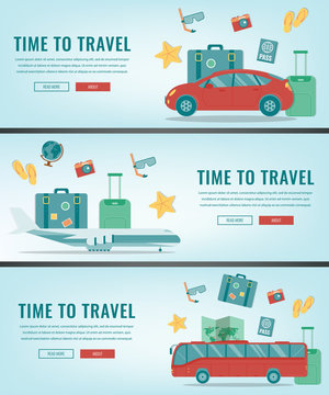 Travel banners. Summer holidays. Travel and tourism concept. Vector
