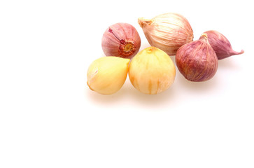 Single clove garlic isolated on white background