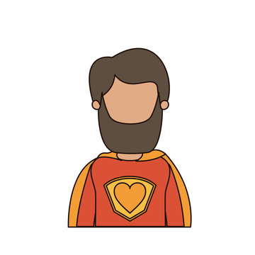 colorful caricature faceless half body super hero man with beard and moustache vector illustration