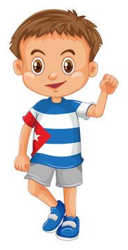 Little boy wearing shirt with Cuba flag