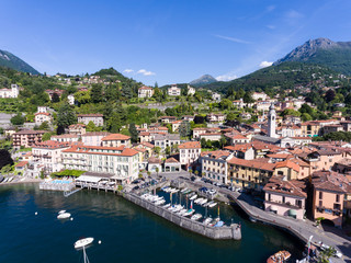 Fototapeta na wymiar Village of Menaggio - Port and boats - Como lake in Italy