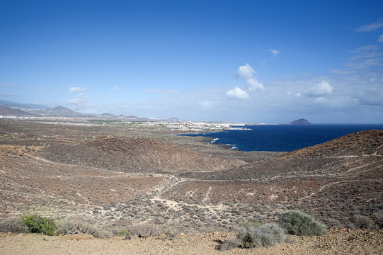 Footpath from the top of Montana Amarilla towards Los Abriogs village, Tenerife, Canary Islands