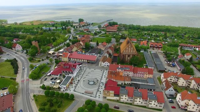 Aerial view of the old town of Frombork, Poland