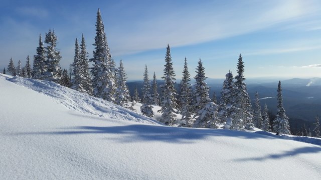 Mountains with snow and blue sky winter landscape, Russia