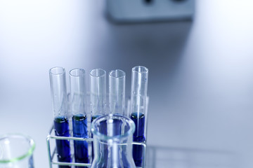 Flask and test tube for Experiment chemical in Lab.