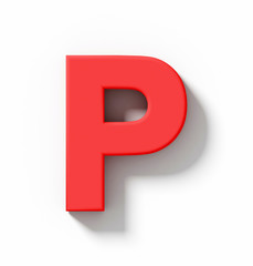 letter P 3D red isolated on white with shadow - orthogonal projection