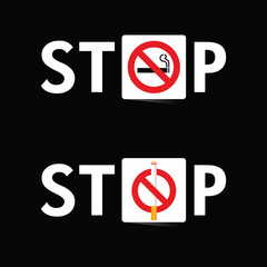 stop smoking sign set illustration on black background