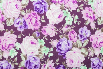 Fototapeten vintage style of tapestry flowers fabric pattern background © peekeedee