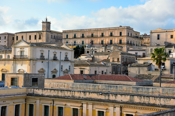 Glimpses and historical palaces of the historic center of Noto Sicily Italy