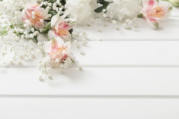 chrysanthemum on white  wooden background