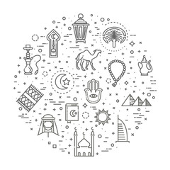 Outline icons set - Islam collection