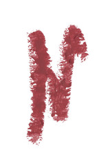 Wine red lips contour cosmetic pencil color stroke sample, beauty product isolated on white background