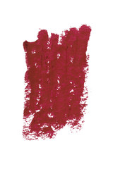 Cherry red lips contour cosmetic pencil color stroke sample, beauty product isolated on white background