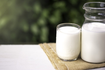 Milk in the jug and glass.