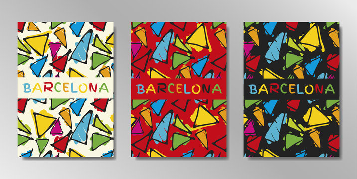 Minimal covers design. A4 with Barcelona, gaudi triangle pattern. Eps10 vector.