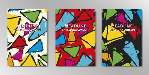 Minimal covers design. A4 with Barcelona, gaudi triangle pattern. Eps10 vector.