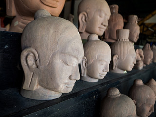Fototapeta na wymiar sandstone sculpture crafts of Cambodia handmade.