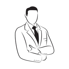 drawing businessman standing with arm crossed, vector