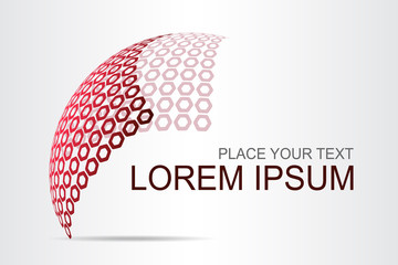 Logo stylized spherical surface with abstract shapes