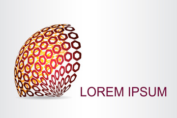 Logo stylized spherical surface with abstract shapes