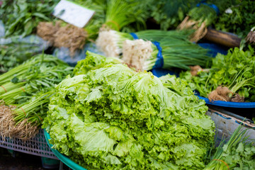 Thai green vegetables on market