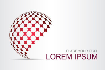 Logo stylized spherical surface with abstract shapes