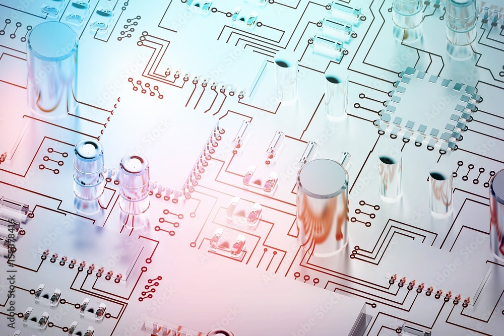 Poster composite image of close up of circuit board