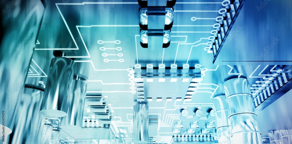 Poster composite image of close up of circuit board