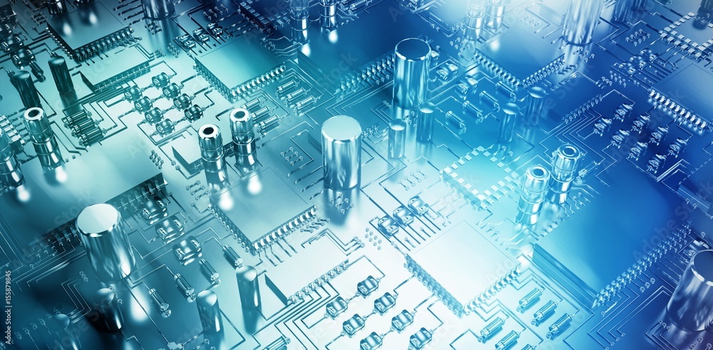 Poster composite image of close up of circuit board