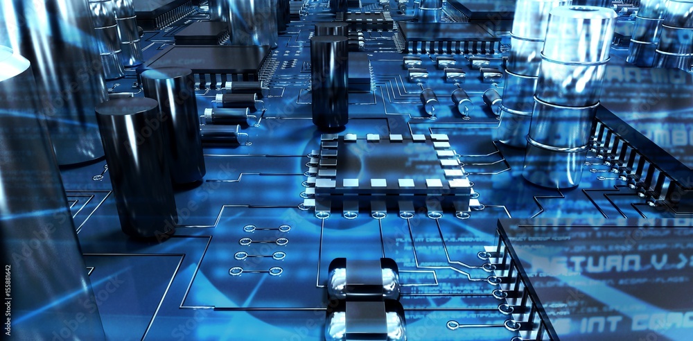 Poster composite image of close up of circuit board