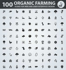 Organic farming icons set