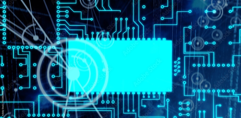 Poster composite image of digitally generated image of circuit board