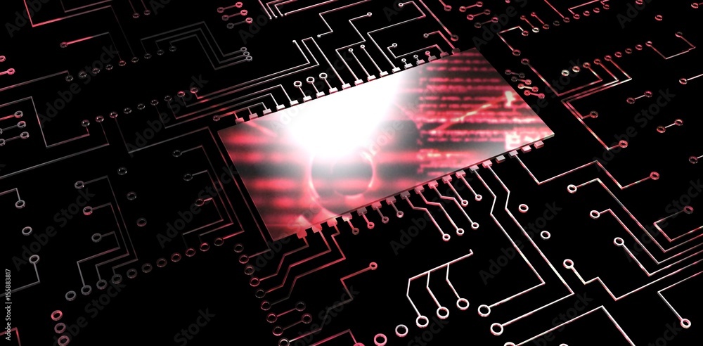 Poster composite image of digitally generated image of circuit board