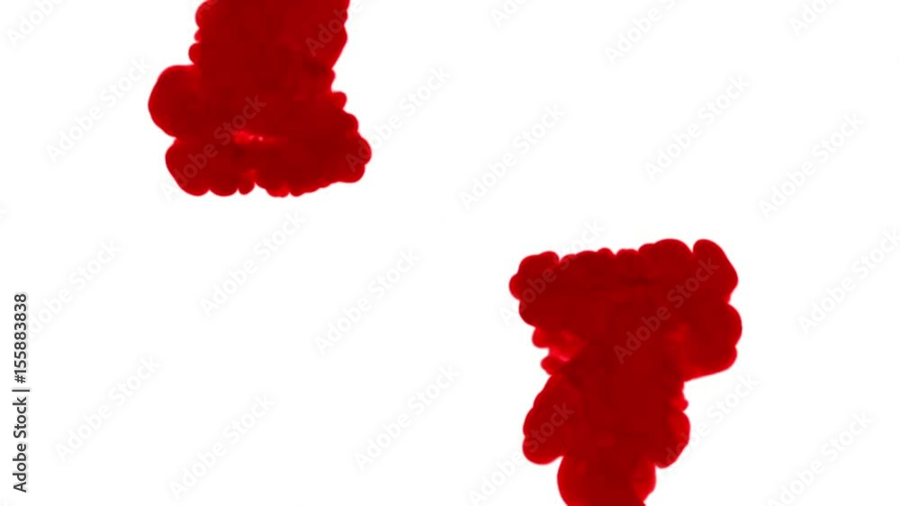 Poster close-up shot. red color spray in water and move in slow motion. use for inky background or backdrop