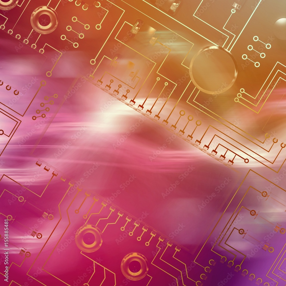 Poster composite image of close up of circuit board